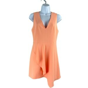 Alice + Olivia Dress Womens Size 4 Orange Asymmetrical Midi Cocktail Party